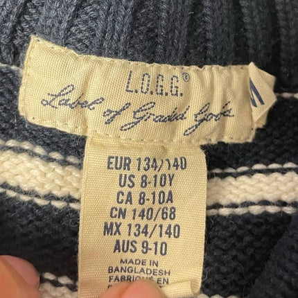H&M LOGG Boys Medium 8-10 Cotton Navy Long Sleeve 1/4 Zip Pullover Sweater