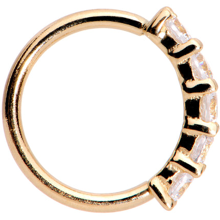 18G 1/4 Clear CZ Gem 14k Yellow Gold Seamless Circular Ring