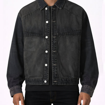 NOIR PATCHWORK WAXED DENIM JACKET
