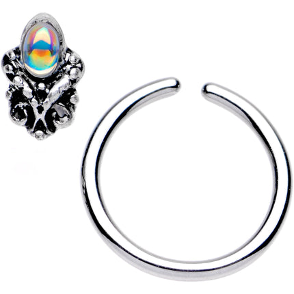 16G 3/8 Aurora Gem Gothic Frame BCR Captive Ring