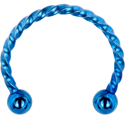 16G 1/2 Light Blue Seriously Twisted Horseshoe Circular Barbell