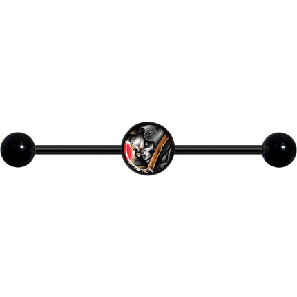 14G Wake the Dead Grim Reaper Halloween Black Industrial Barbell 37mm
