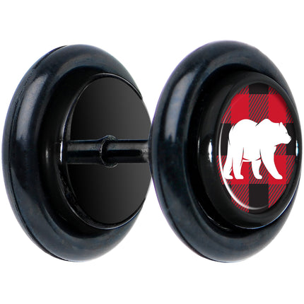 Red Black Plaid Polar Bear Black Cheater Plug Set