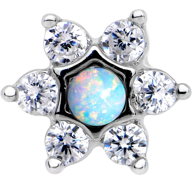 1/4 White Faux Opal Internally Threaded Star Flower Labret Monroe