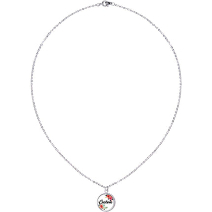 Custom Floral Personalized Name Silver Plated Chain Necklace