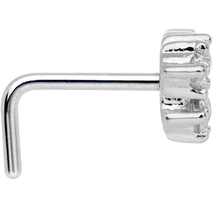 20G Clear CZ Heart Faux Hoop L Shaped Nose Ring