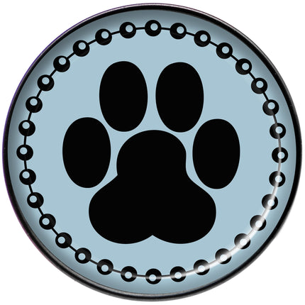 Black on Blue Paw Print Black Barbell Tongue Ring
