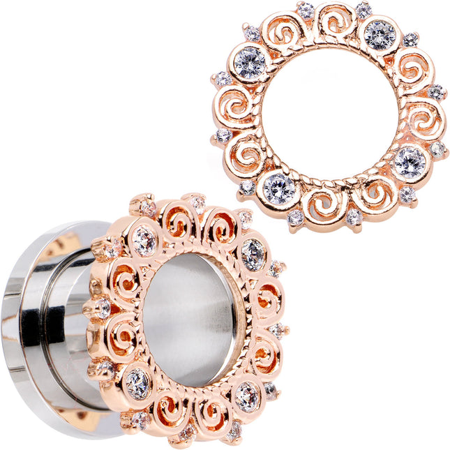 00G Clear Gem Flowering Frame Screw Fit Tunnel Plug Set