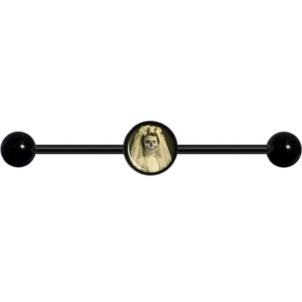 14G Skeleton Bride Halloween Black Industrial Barbell 37mm