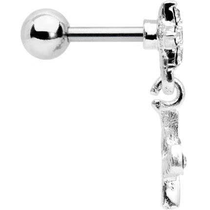 16G 1/4 Clear Gem  Flower Dangle Cartilage Tragus Earring