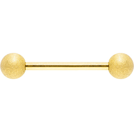 Gold Color PVD Sandblasted Barbell Tongue Ring