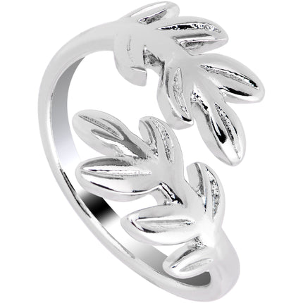 Rhodium Plated Budding Leaves Toe Ring