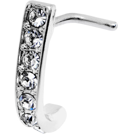 18G Clear CZ Sleek Faux Hoop L Shaped Nose Ring