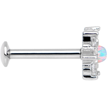5/16 White Faux Opal Internally Threaded Star Flower Labret Monroe