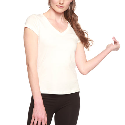 Women's Bamboo Viscose/Cotton V-Neck Cap Sleeve T-Shirt