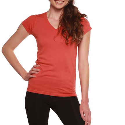Women's Bamboo Viscose/Cotton V-Neck Cap Sleeve T-Shirt