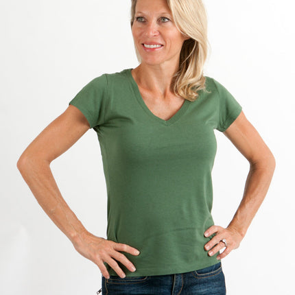 Women's Bamboo Viscose/Cotton V-Neck Cap Sleeve T-Shirt