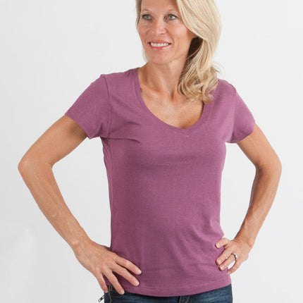 Women's Bamboo Viscose/Cotton V-Neck Cap Sleeve T-Shirt