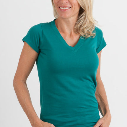 Women's Bamboo Viscose/Cotton V-Neck Cap Sleeve T-Shirt