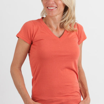 Women's Bamboo Viscose/Cotton V-Neck Cap Sleeve T-Shirt
