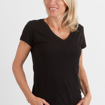 Women's Bamboo Viscose/Cotton V-Neck Cap Sleeve T-Shirt