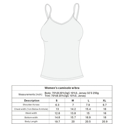 Clearance Women's Bamboo/Cotton Camisole with Shelf Bra