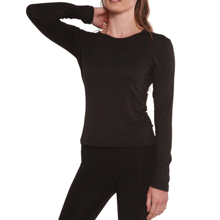 Clearance Women's Scoop Neck 100% Bamboo Viscose Long Sleeve Shirt