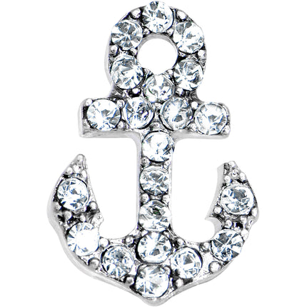 16G 1/4 Clear Gem Nautical Anchor Cartilage Tragus Earring
