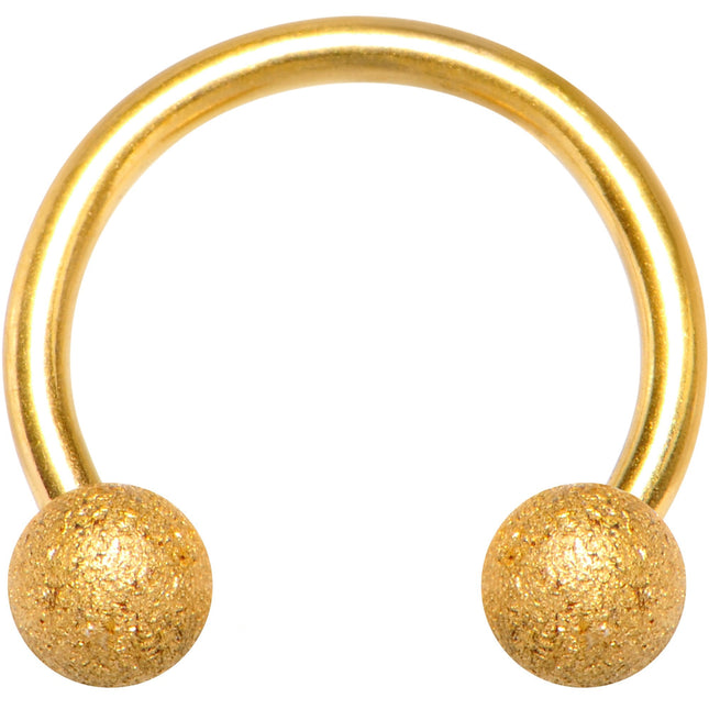 18G 5/16 Gold Color PVD Textured Horseshoe Circular Barbell
