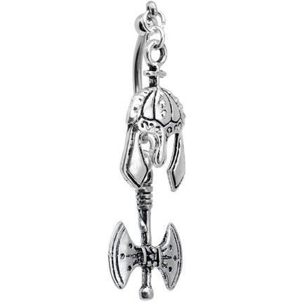 Handcrafted Viking Axe and Helmet Double Mount Dangle Belly Ring