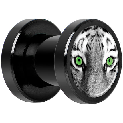 Black White Tiger Eyes Black Anodized Screw Fit Plug Set 2G