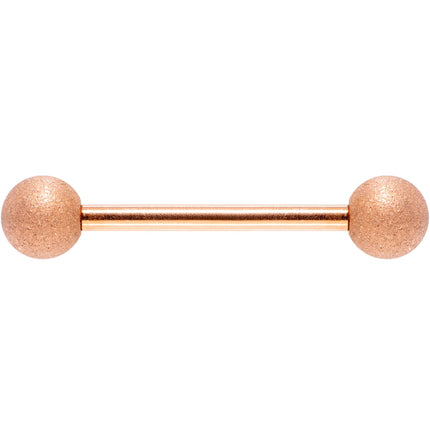 14G 5/8 Rose Gold Color PVD Sandblasted Barbell Tongue Ring
