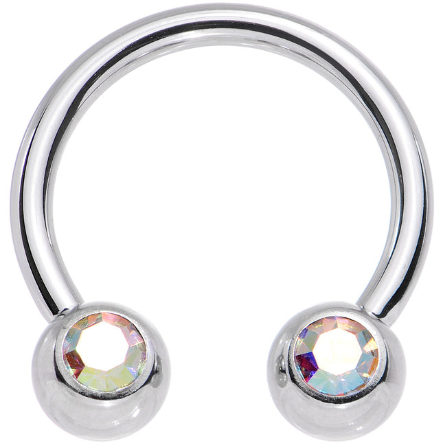 14G 1/2 Aurora Gem Horseshoe Circular Barbell