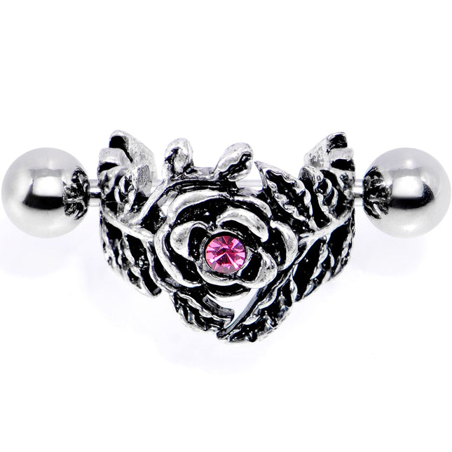16G 1/2 Pink Gem Floral Wreath Cuff Cartilage Earring