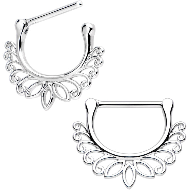 14G 7/16 Leafy Lotus Flower Nipple Clicker Set