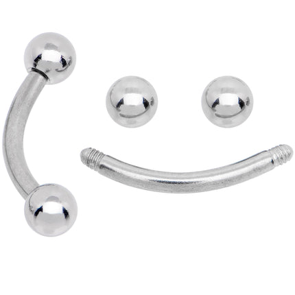 16G 5/16 CZ Gem Internally Threaded Curved Eyebrow Ring Pack Set of 8