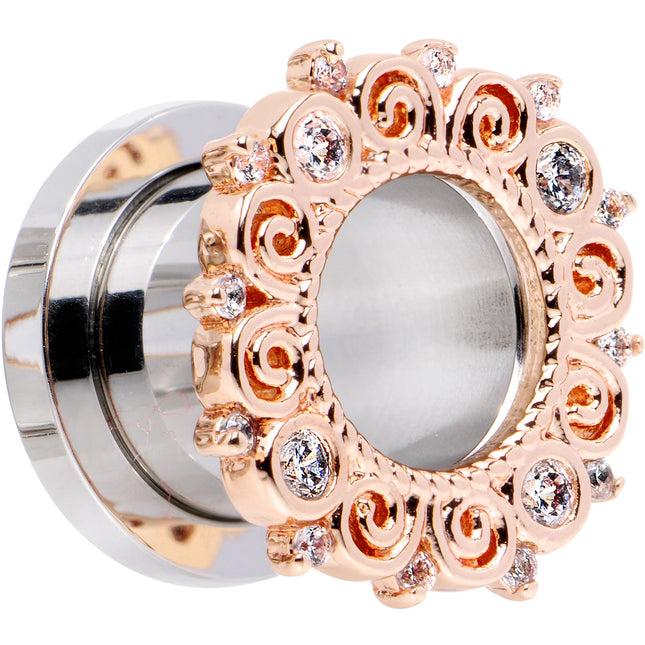00G Clear Gem Flowering Frame Screw Fit Tunnel Plug Set