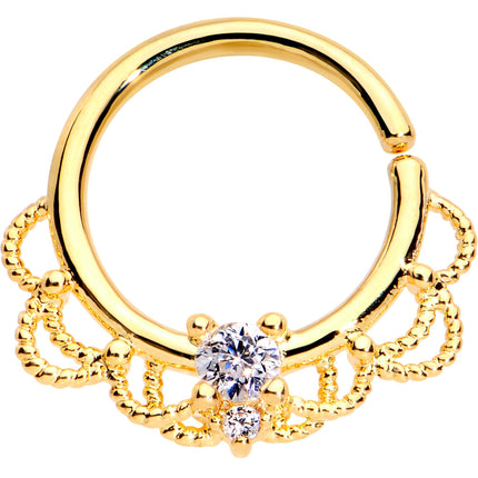 16G 5/16 Clear CZ Gem Gold Plated Seamless Circular Ring