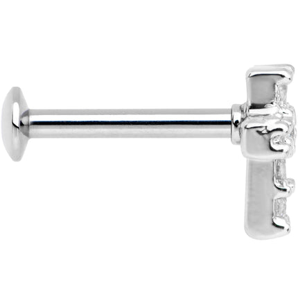 5/16 Clear CZ Internally Threaded Cross Labret Monroe