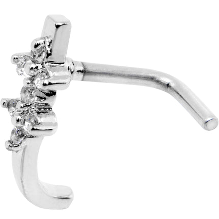 20G Clear CZ Bling Faux Hoop L Shaped Nose Ring